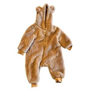 Baby Bear Hooded Fuzzy Jumpsuit with Ears Size 80 (12 Months) Halloween Costume